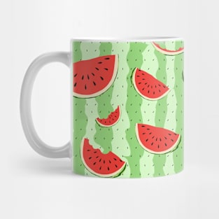 Watermelons with a green background Mug
